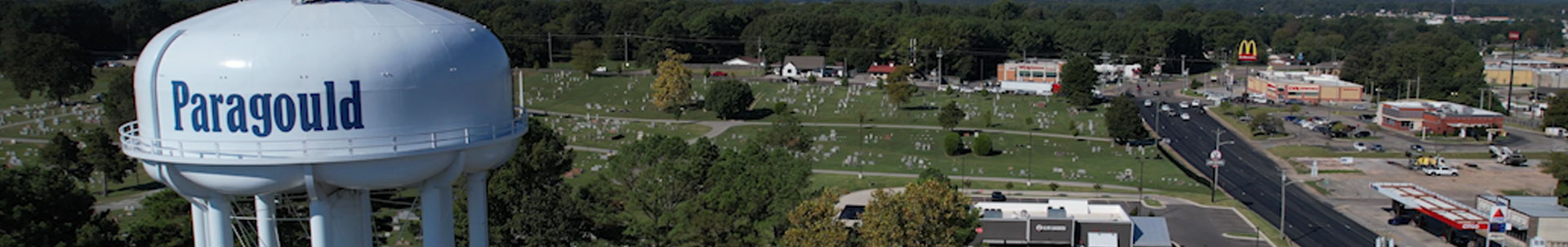 Paragould water tower image shot from above